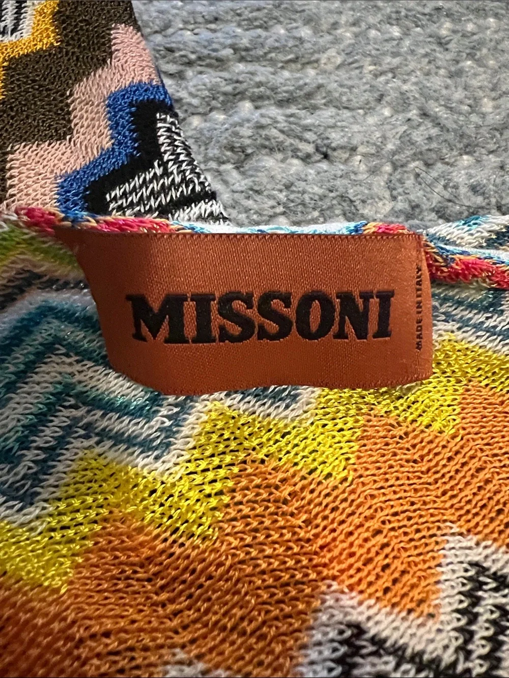Missoni Parero Fringed Multi Zigzag Knit Scarf/Top - One Size
